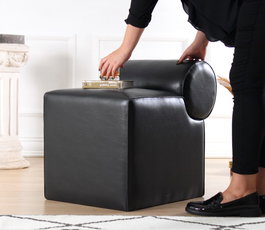 Atelier Del Sofa Rohin Deri Puf - Negro